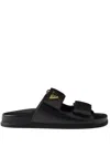Prada Touch-strap Leather Sandals In Black
