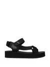 Prada Touch-strap Platform Sandals In Black