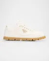 Prada Trail Leather Low-top Sneakers In Avorio