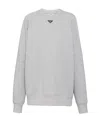 Prada Cotton Logo Sweatshirt In Grey