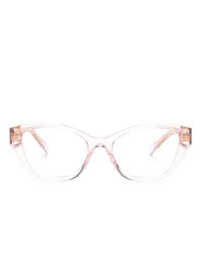 Prada Transparent-design Cat-eye Glasses In Pink