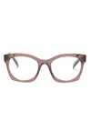 Prada Transparent-frame Logo Glasses In Braun