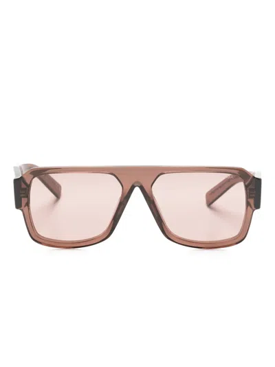 Prada Transparent Pilot-frame Sunglasses In Brown