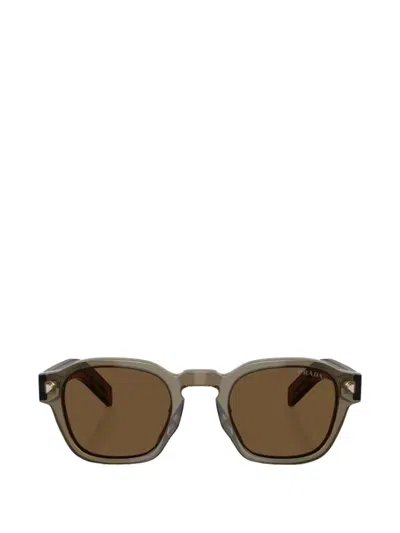 Prada Transparent Round-frame Sunglasses In Brown