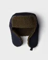 Prada Poplin Trapper Hat With Fleece Lining In Brown