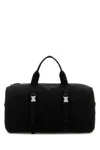 Prada Travel Bag With Buckle And Handles In Black