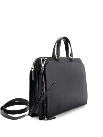 Pre-owned Prada Travel Briefcase Saffiano Leather Tall Business Bag In Black