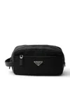 Prada Re-nylon And Saffiano Leather Travel Pouch In Black