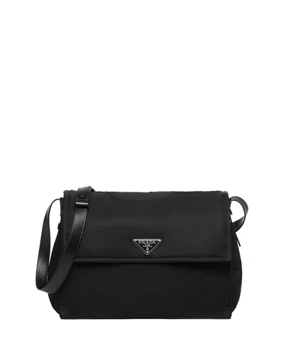Prada Traveller Large Padded Re-nylon Shoulder Bag In Black