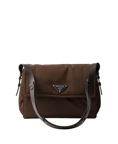 Prada Traveller Mittelgrosse Schultertasche Aus Gepolstertem Re-nylon In Brown