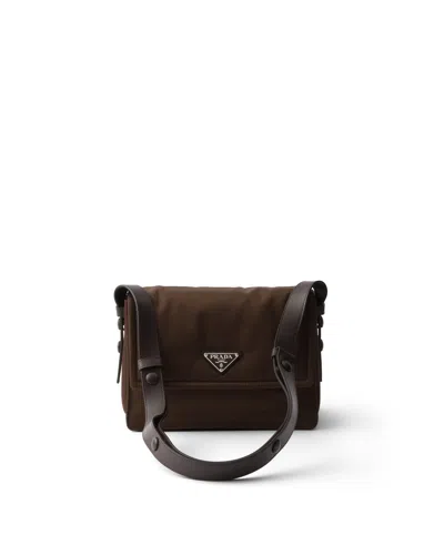 Prada Traveller Small Padded Re-nylon Shoulder Bag In Brown