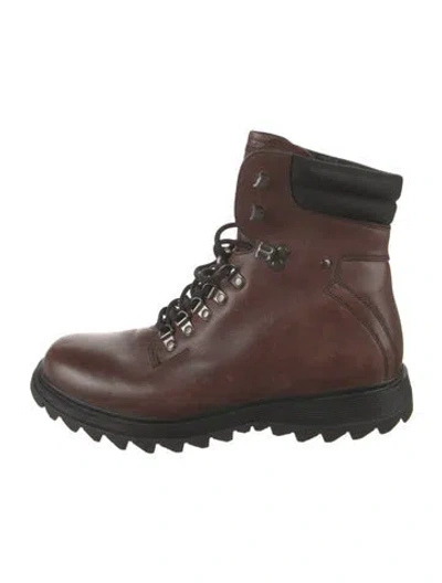 Pre-owned Prada Trekking Leather Hiking Boots In Brown