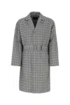 Prada Black Embroidered Cotton Overcoat In Gray