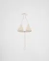 Prada Jersey Triangle Bikini Top With Rhinestones In Nude/transparent