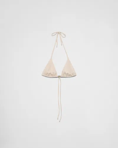 PRADA JERSEY TRIANGLE BIKINI TOP WITH RHINESTONES
