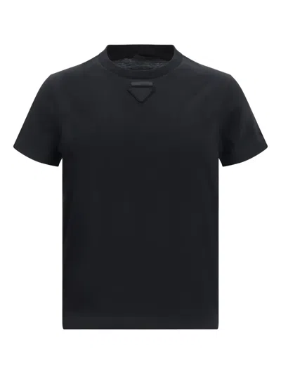 Prada Triangle-appliqué Crew-neck T-shirt In Black