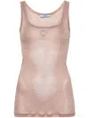 Prada Triangle-appliqué Silk Top In Pink