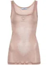 Prada Triangle-appliqué Silk Top In Rosa