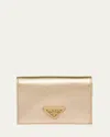 Prada Triangle Bifold Metallic Leather Wallet