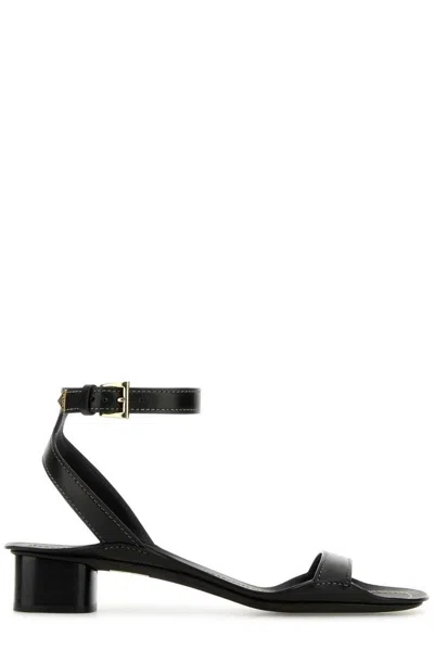Prada 35mm Triangle-logo Leather Sandals In Black