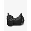 Prada Womens Black Triangle Brand-plaque Re-nylon Shoulder Bag In Black