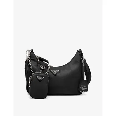 Prada Womens Black Triangle Brand-plaque Re-nylon Shoulder Bag