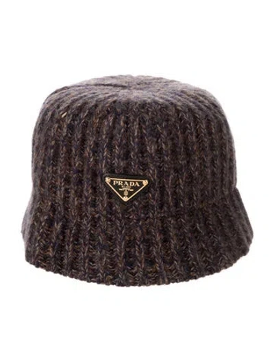 Pre-owned Prada Triangle Bucket Hat In Blue