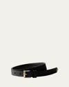 Prada Women Saffiano Leather Belt With Enameled Triangle Logo In Nero