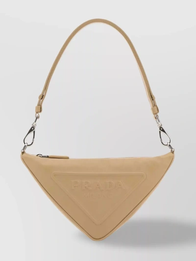 Prada Triangle Chain Strap Shoulder Bag In Brown