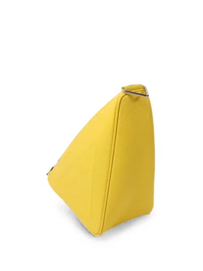 Pre-owned Prada Triangle Cross Body Bag In Yellow