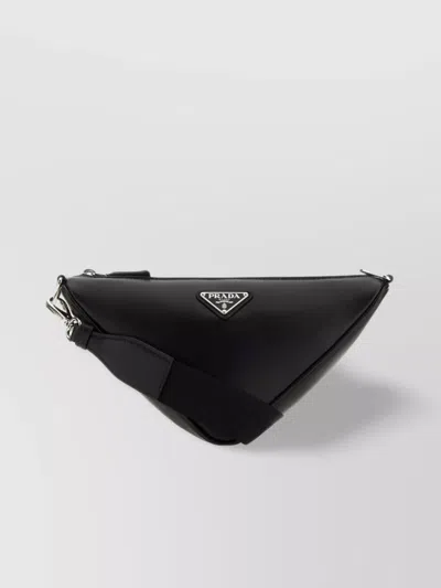 Prada Triangle Crossbody Bag In Smooth Leather In Nero