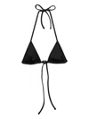 Prada Interlock Fabric Triangle Bikini Top In Black