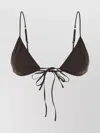 Prada Triangle Cup Tie Front Stretch Bra In Black