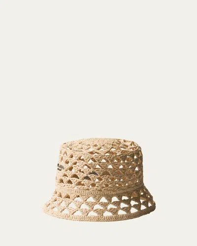 Prada Triangle Cutout Bucket Hat In F0i55 Naturale Nero
