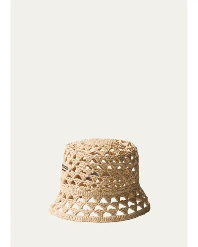 Prada Triangle Cutout Bucket Hat In Naturale/nero