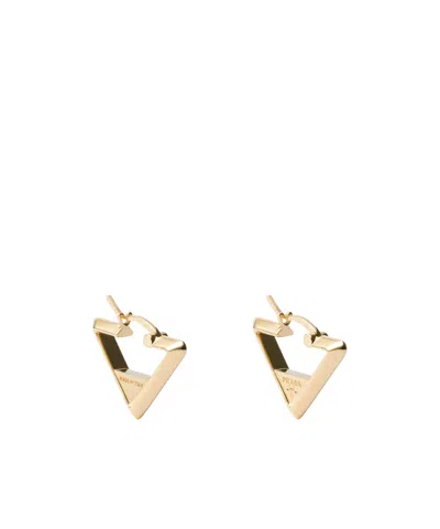 Prada Triangle Earrings In Gold