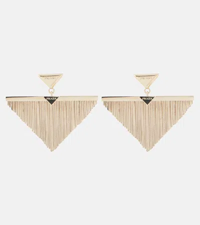 Prada Triangle Embellished Earrings In Gold