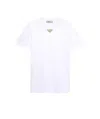 Prada White T-shirt In Jersey With Embroidered Triangle Logo Women In White