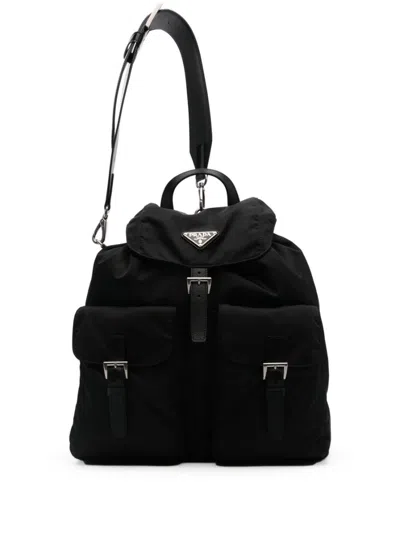 Prada Rucksack Mit Triangel-emaille In Black