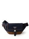 Prada Triangle-enamel Belt Bag In Blue