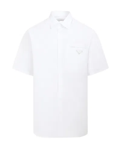 Prada Triangle Enamel Logo Shirt In White