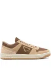 Prada Downtown Re-nylon And Suede Sneakers In Brown
