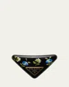 Prada Triangle Floral Hair Clip In F0j0g Nero Celeste