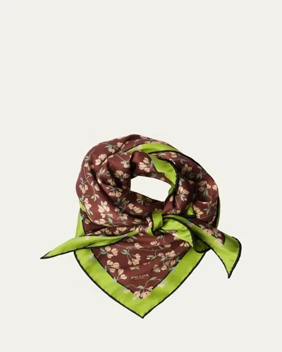 Prada Triangle Floral-print Silk Scarf