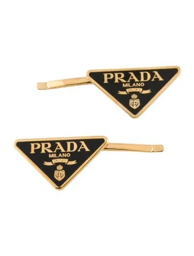 Pre-owned Prada Triangle Hair Clip In Black