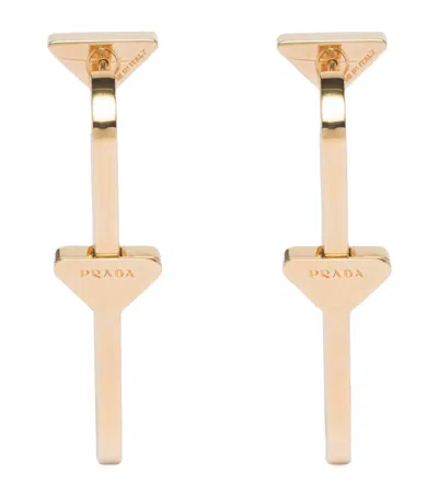 Prada Triangle Hoop Earrings In Gold