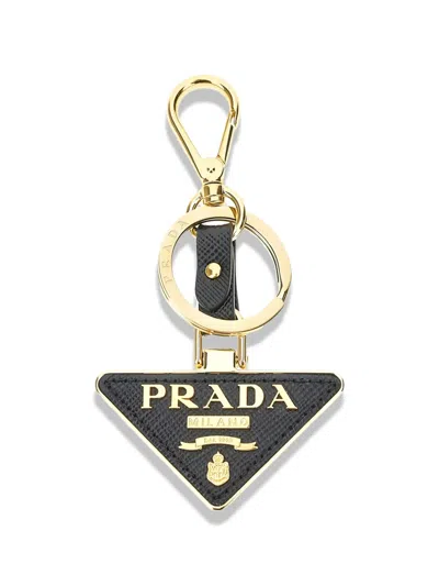 Prada Triangle Keyring In Black