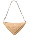 Prada Triangle Leather Shoulder Bag In Brown