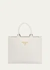 Prada Triangle Leather Shopper Tote Bag In F0009 Bianco