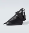Prada Triangle Leather Shoulder Bag In Nero